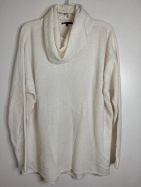 Vince (Size M) Oversize Cream Cowl Neck Cashmere Blend LS Pullover Tunic Sweater